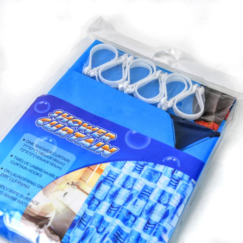 Factory direct PE plastic printed shower curtain waterproof bathroom bathroom partition curtain hoist hook OPP bag