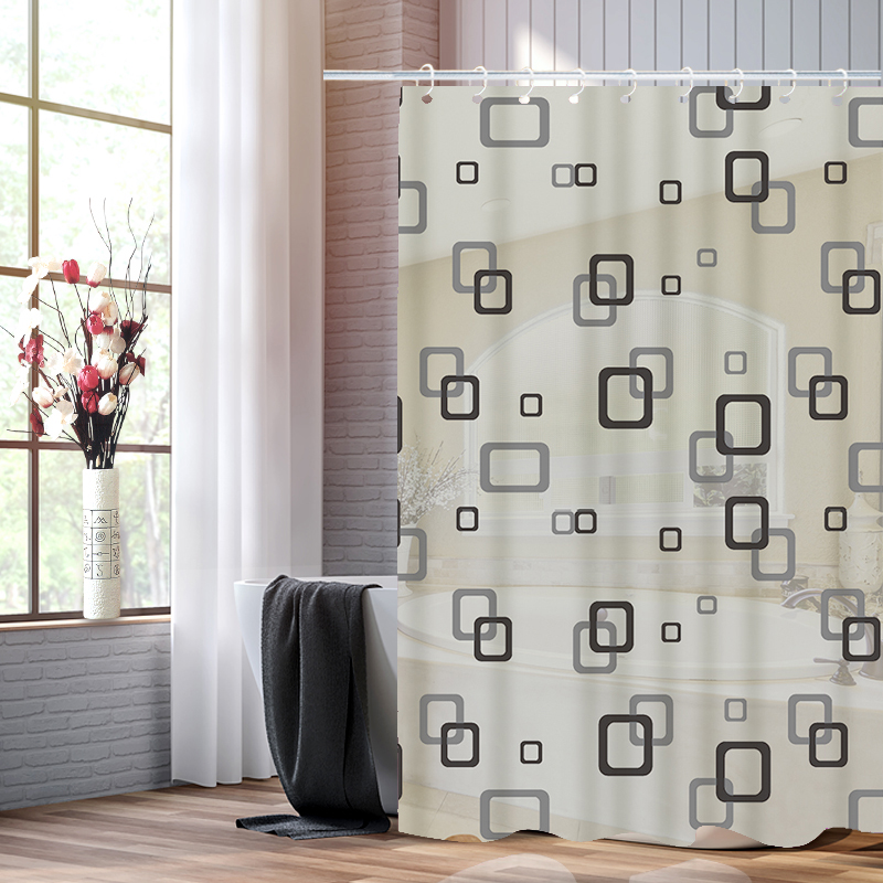 Factory direct PE plastic printed shower curtain waterproof bathroom bathroom partition curtain hoist hook OPP bag full figure
