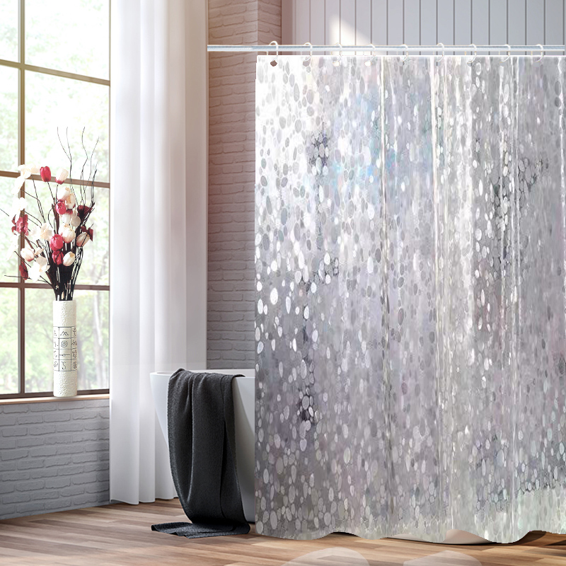 Factory direct Jie Shang shower curtain new small stone 3D shower curtain waterproof bathroom bathroom partition curtain PVC bag dry and wet separation full figure