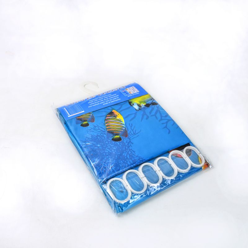 Factory direct PEVA plastic printed shower curtain waterproof bathroom partition curtain hook PVC bag