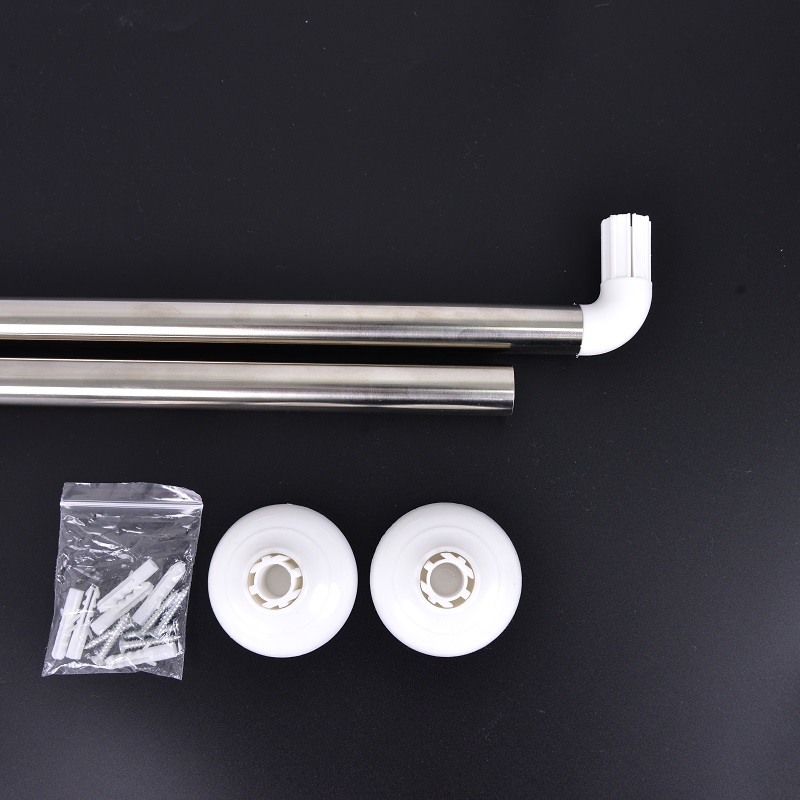 Stainless steel shower curtain dry and wet separation support rod Curtain rod balcony bathroom shower curtain rod 80*80cm blister shell rod Application Scenario