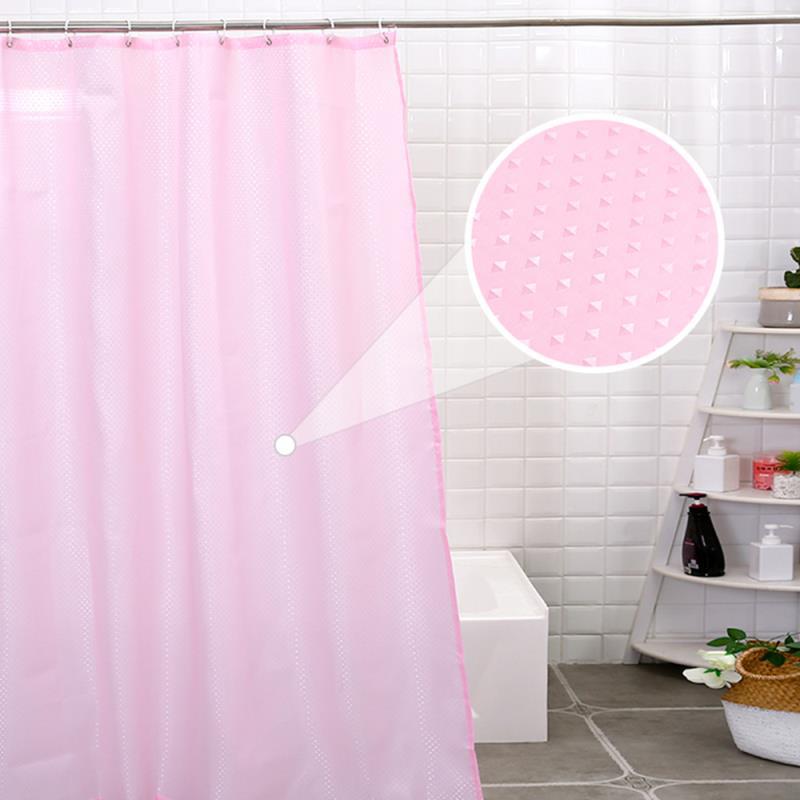 Manufacturers direct selling polyester point drill flower plain shower curtain waterproof bathroom bathroom partition curtain PVC bag curtain