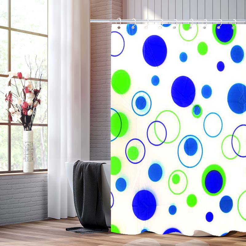Factory direct PE plastic circle printed shower curtain Waterproof bathroom partition curtain PVC bag full figure