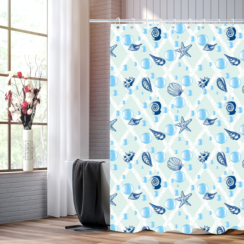 Factory direct PE plastic flower printing shower curtain waterproof bathroom bathroom partition curtain PVC bag full figure