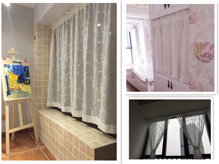 White baking paint plum blossom telescopic rod multi-functional shower curtain rod curtain rod non-punching clothes drying pole Japanese curtain rod